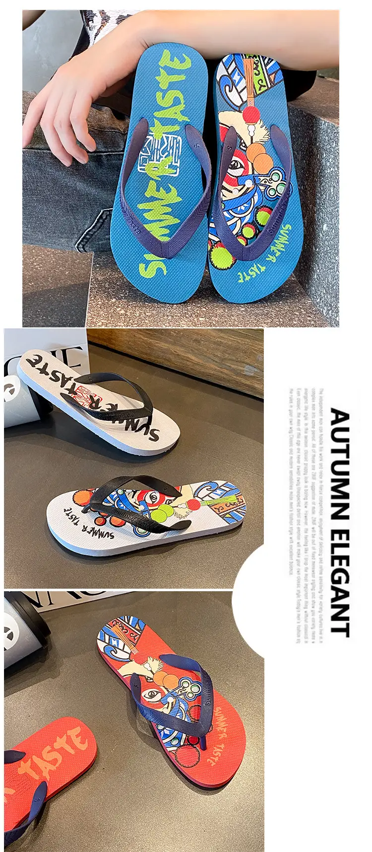Men's Red Cartoon Flip-Flops Summer Outdoor — feature 8