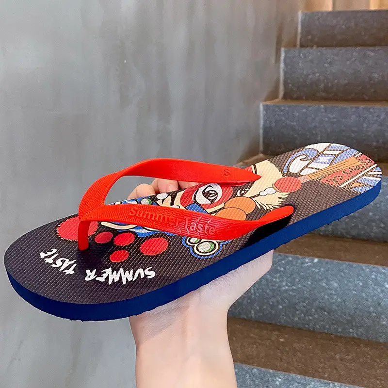 Men's Red Cartoon Flip-Flops Summer Outdoor