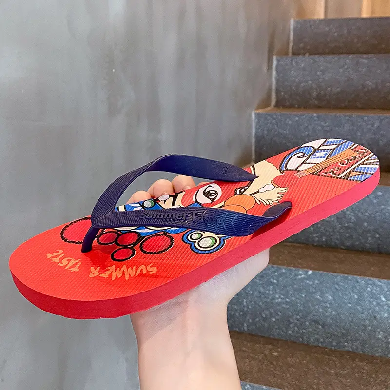 Men's Red Cartoon Flip-Flops Summer Outdoor