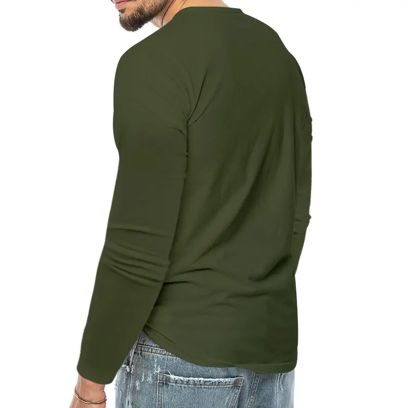 Men Grey Button V-Neck Long Sleeve T-Shirt — feature 7