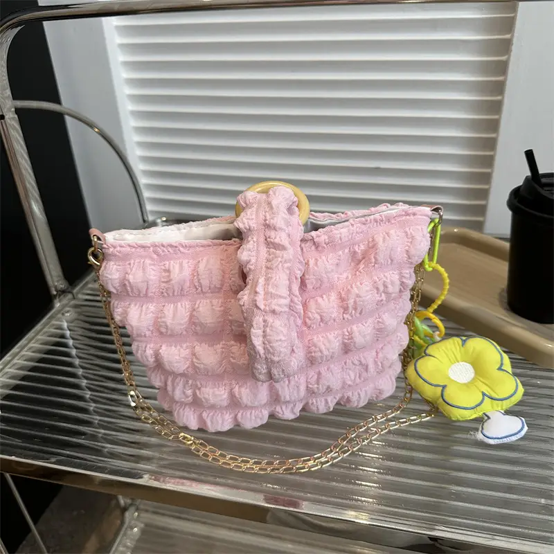 White Pleated Shoulder Crossbody Bag for Women - Image 14