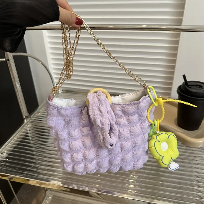 White Pleated Shoulder Crossbody Bag for Women - Image 15