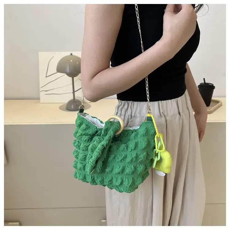 White Pleated Shoulder Crossbody Bag for Women — feature 10