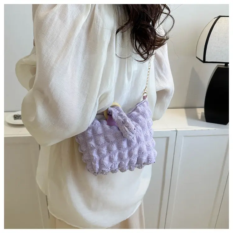 White Pleated Shoulder Crossbody Bag for Women — feature 13