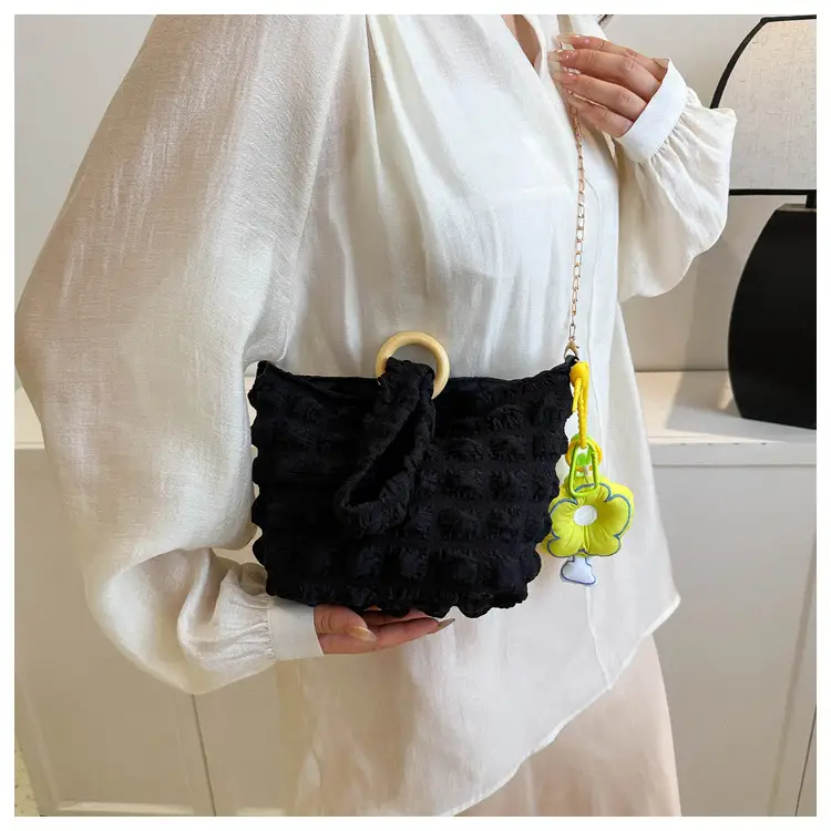 White Pleated Shoulder Crossbody Bag for Women — feature 14