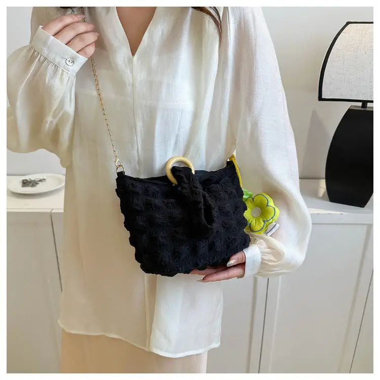 White Pleated Shoulder Crossbody Bag for Women — feature 15