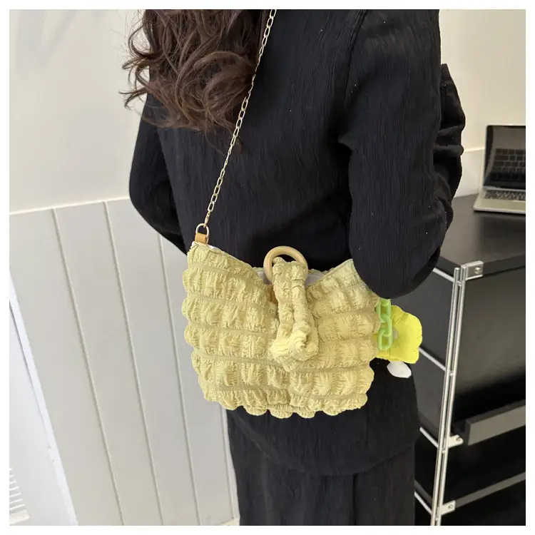 White Pleated Shoulder Crossbody Bag for Women — feature 16