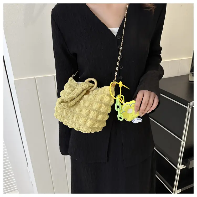 White Pleated Shoulder Crossbody Bag for Women — feature 17