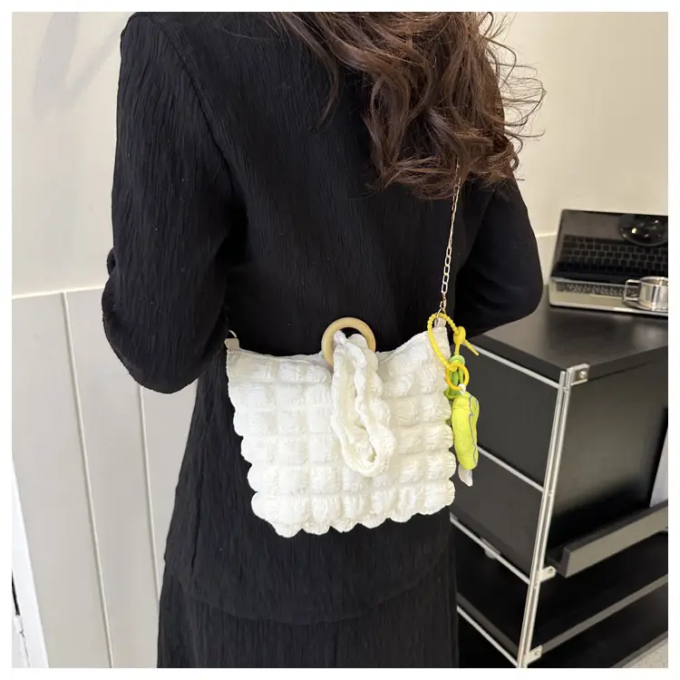 White Pleated Shoulder Crossbody Bag for Women — feature 18