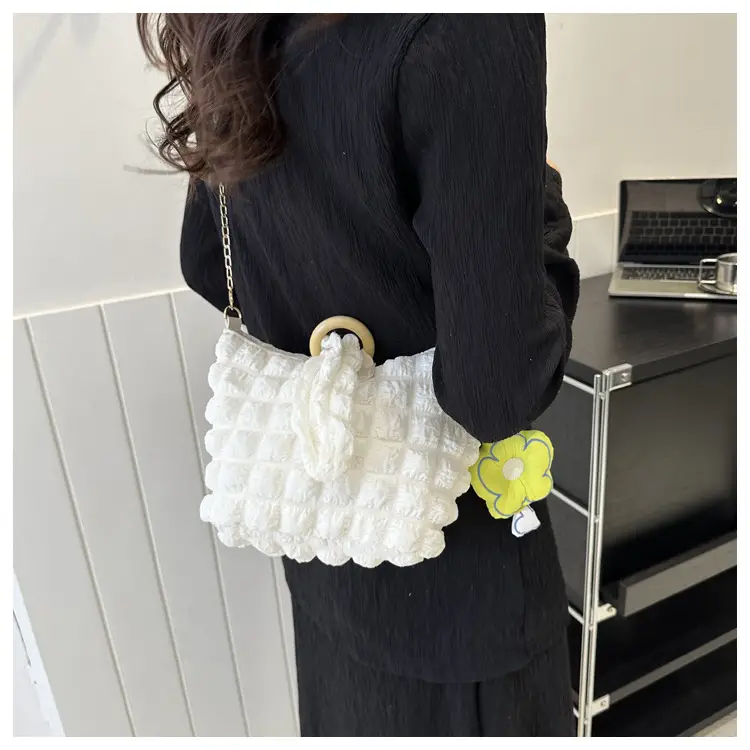 White Pleated Shoulder Crossbody Bag for Women — feature 19