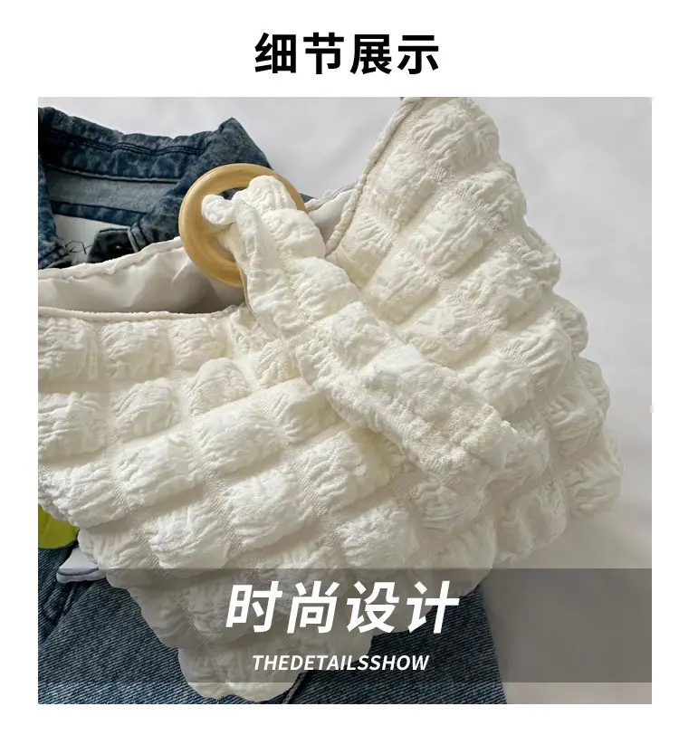 White Pleated Shoulder Crossbody Bag for Women — feature 2