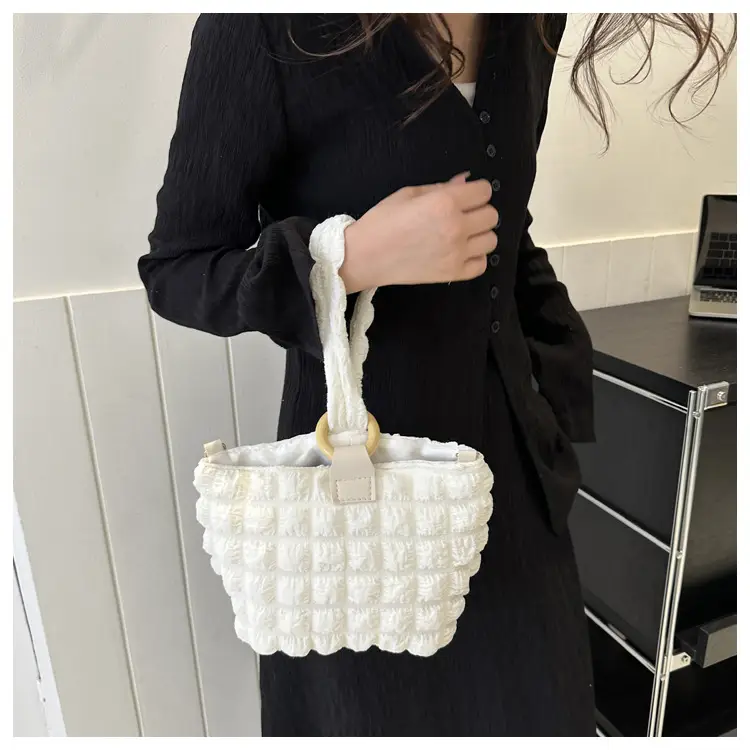 White Pleated Shoulder Crossbody Bag for Women — feature 20