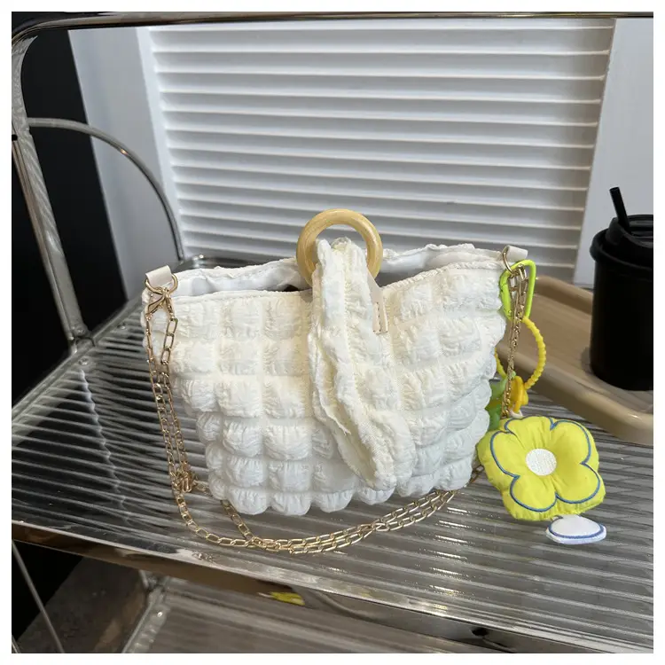 White Pleated Shoulder Crossbody Bag for Women — feature 23
