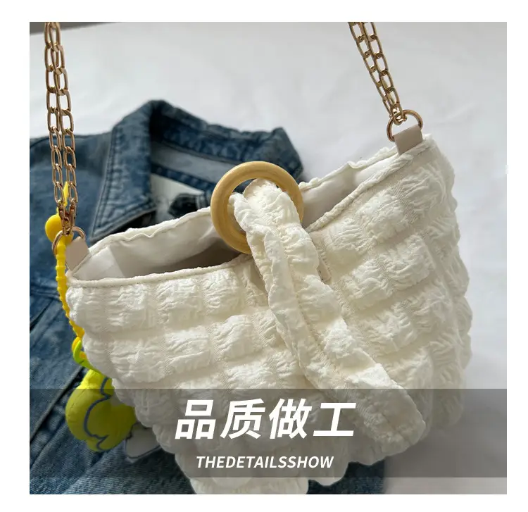 White Pleated Shoulder Crossbody Bag for Women — feature 5