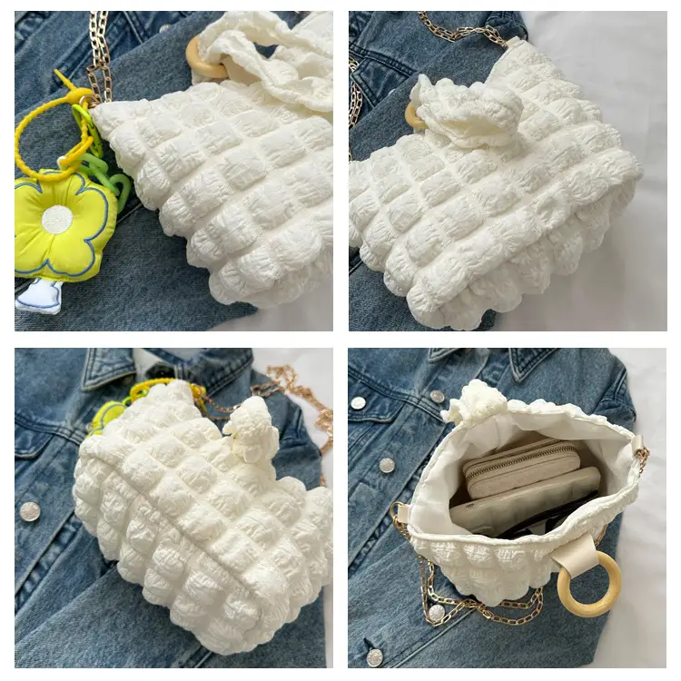 White Pleated Shoulder Crossbody Bag for Women — feature 7