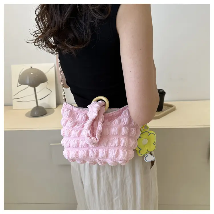White Pleated Shoulder Crossbody Bag for Women — feature 8