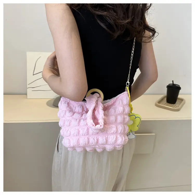 White Pleated Shoulder Crossbody Bag for Women — feature 9
