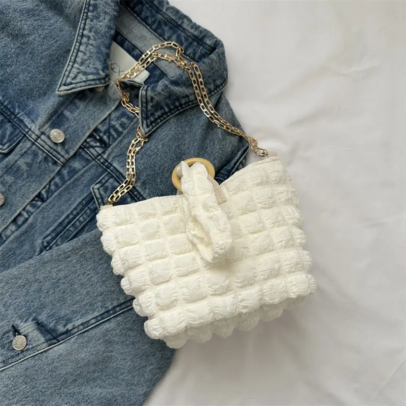 White Pleated Shoulder Crossbody Bag for Women - Image 2