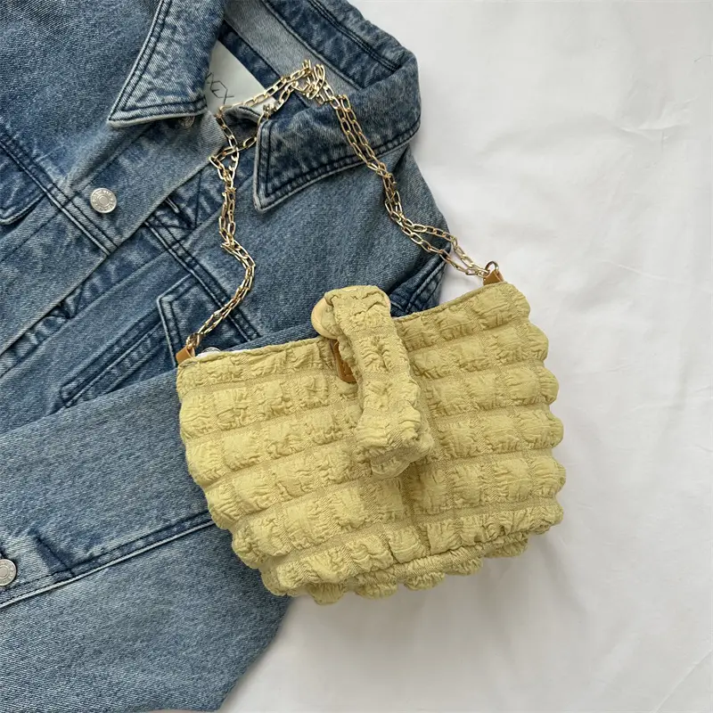 White Pleated Shoulder Crossbody Bag for Women - Image 3