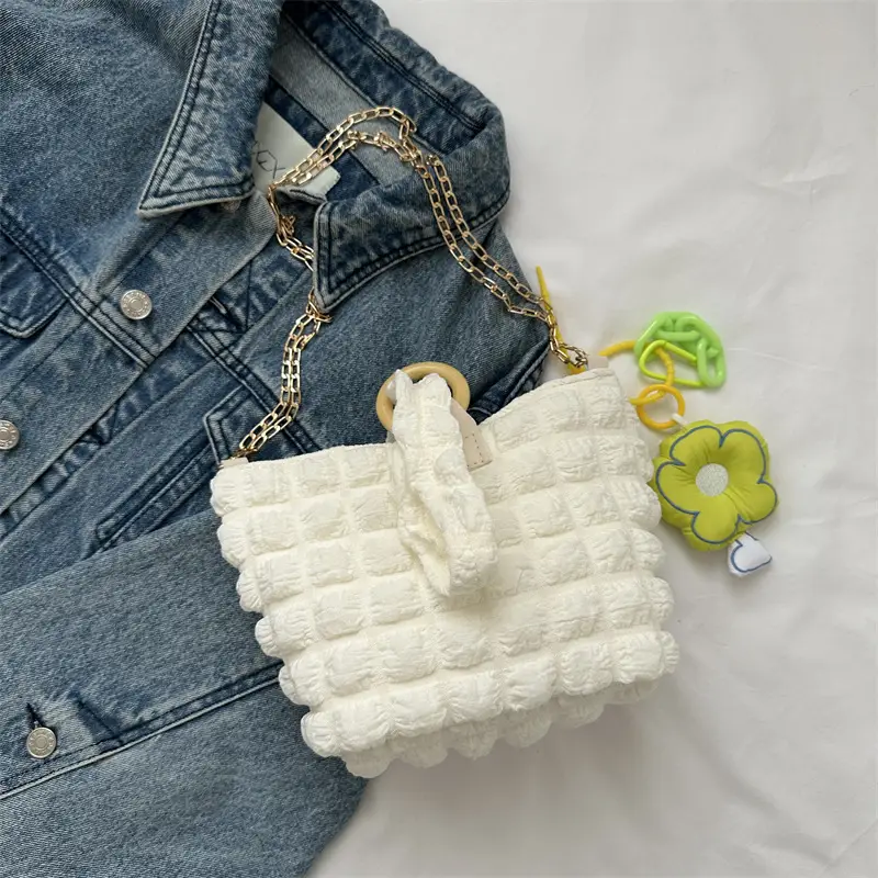 White Pleated Shoulder Crossbody Bag for Women - Image 8