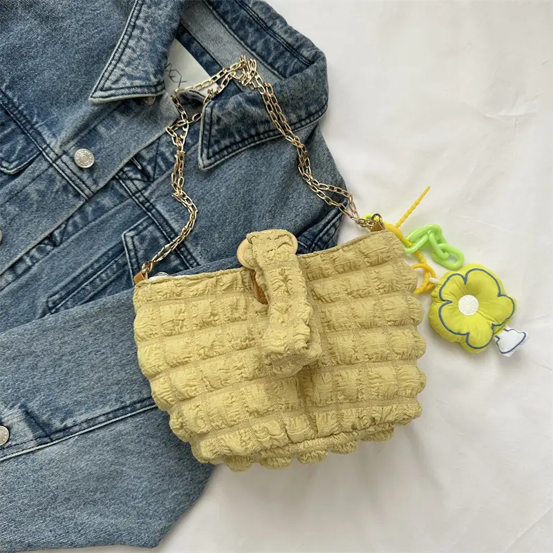 White Pleated Shoulder Crossbody Bag for Women - Image 9