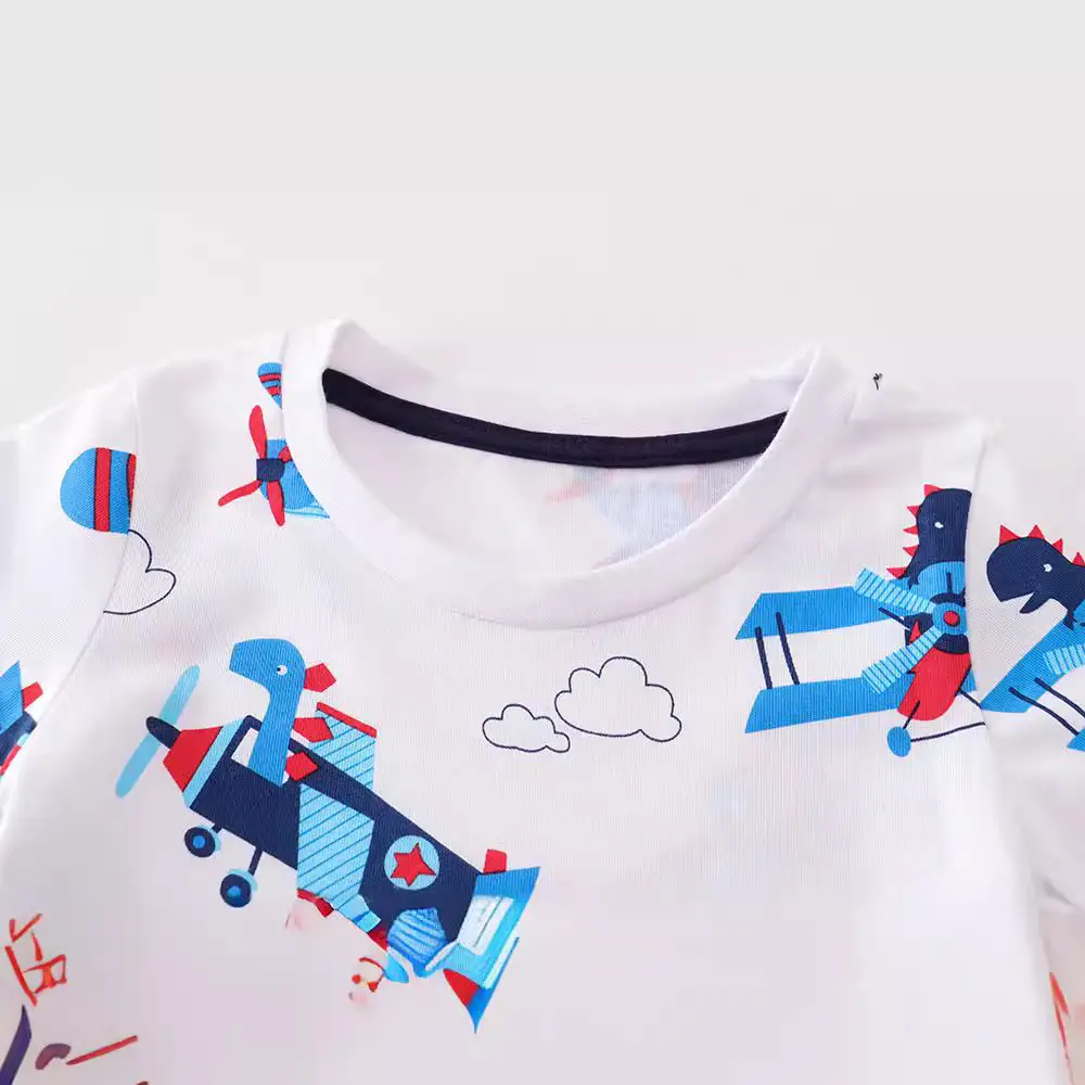 2023 Boys Cotton Long Sleeve Printed T-Shirt White Blue Red - Image 2