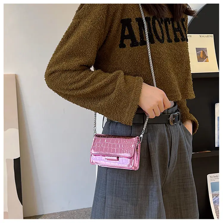 Golden Croc Leather Shoulder Crossbody Bag for Women — feature 14