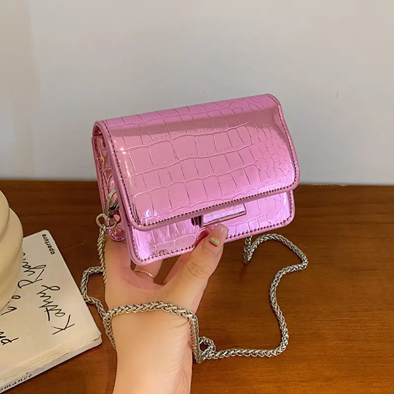 Golden Croc Leather Shoulder Crossbody Bag for Women - Image 4