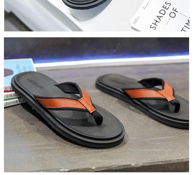 Men's Orange Strap Flip Flops Non-Slip Casual — feature 10