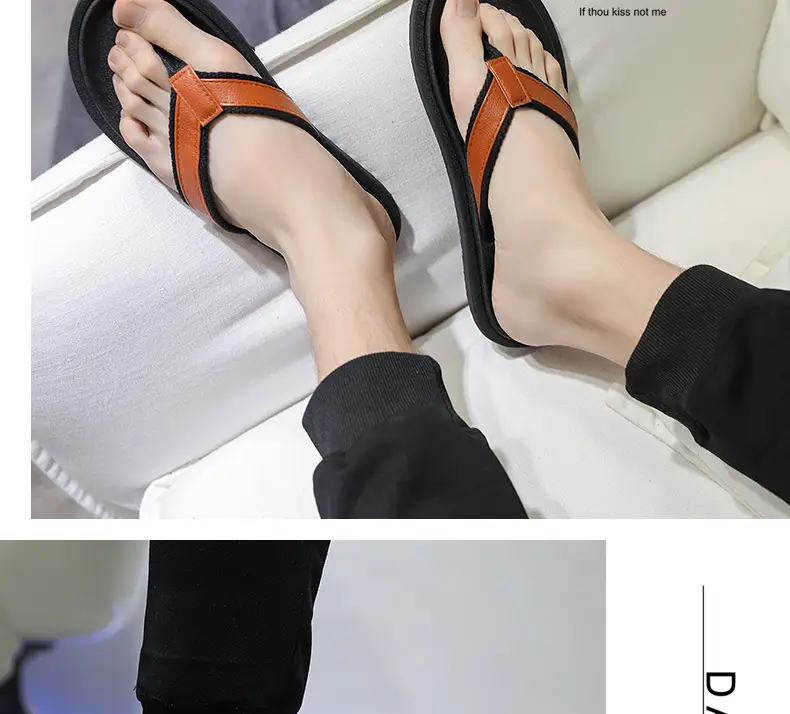 Men's Orange Strap Flip Flops Non-Slip Casual — feature 15