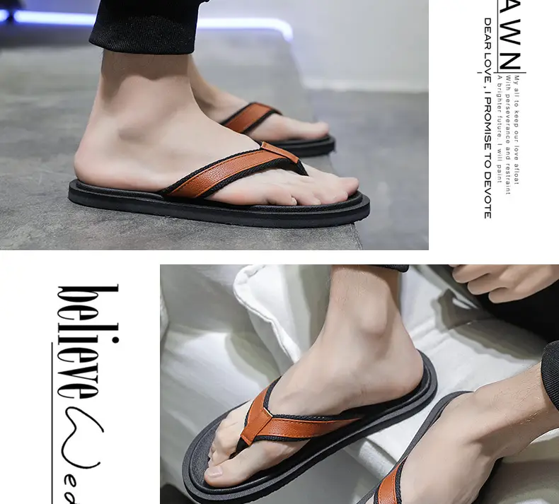 Men's Orange Strap Flip Flops Non-Slip Casual — feature 16