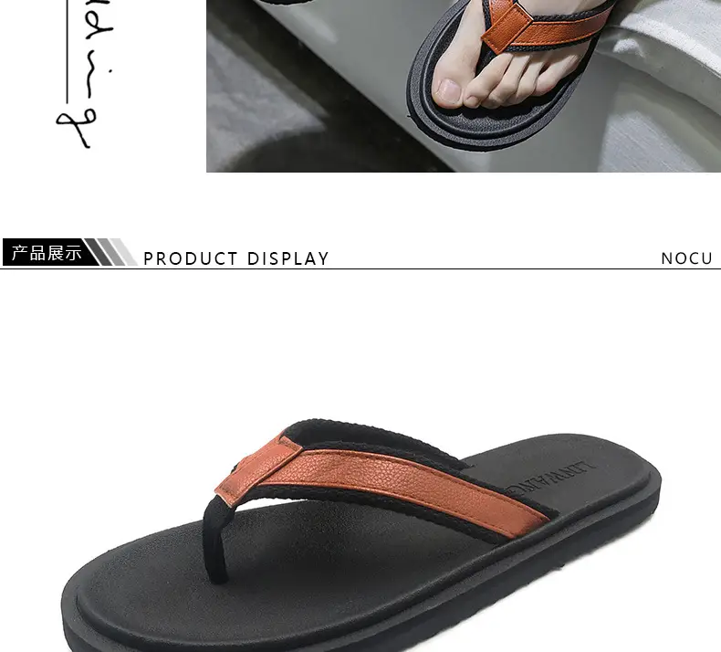 Men's Orange Strap Flip Flops Non-Slip Casual — feature 17