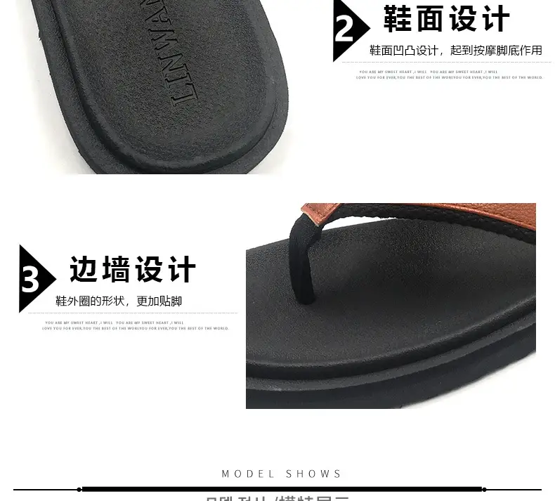 Men's Orange Strap Flip Flops Non-Slip Casual — feature 4