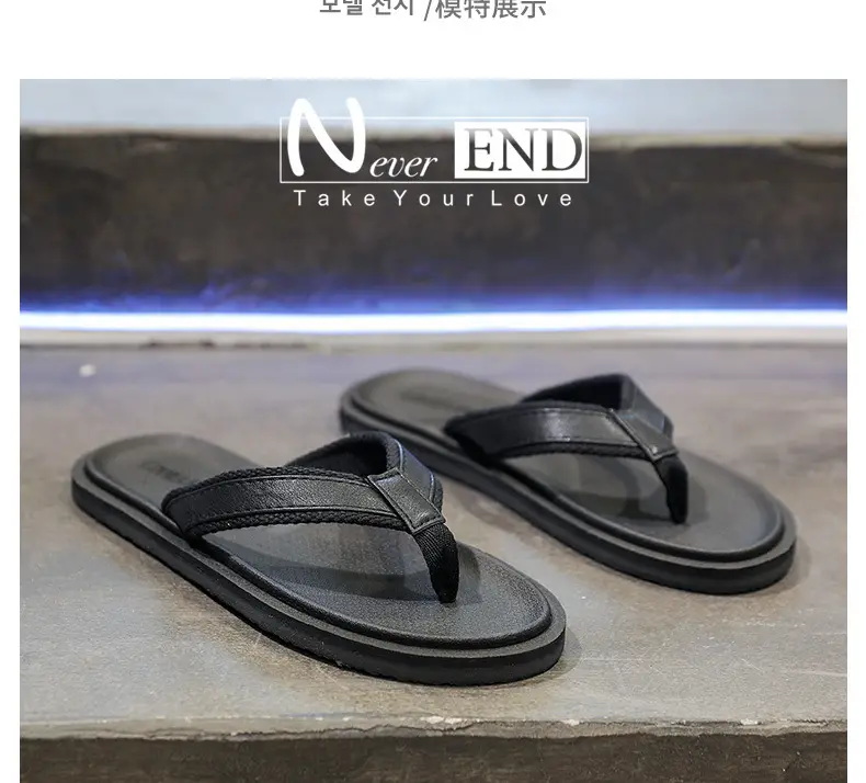Men's Orange Strap Flip Flops Non-Slip Casual — feature 5