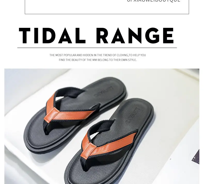 Men's Orange Strap Flip Flops Non-Slip Casual — feature 9