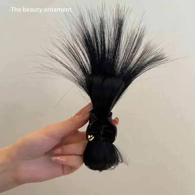 Half-Tied Hairpin Chicken Feather Ponytail High Ponytail Grip Clip Meatball Hair Accessory - Image 2