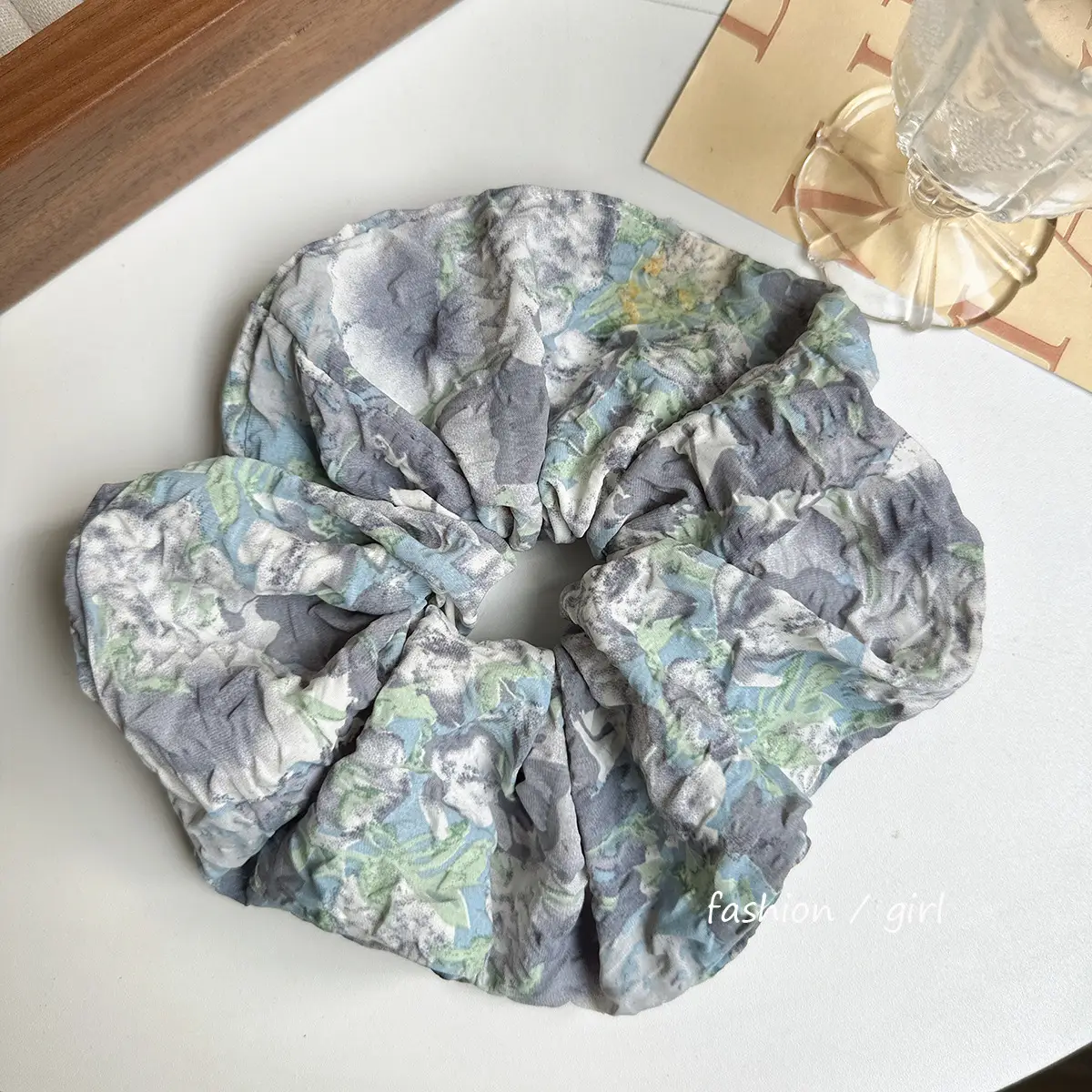 Vintage Oil Painting Hair Ring Seersucker Oversized Niche Floral — feature 18