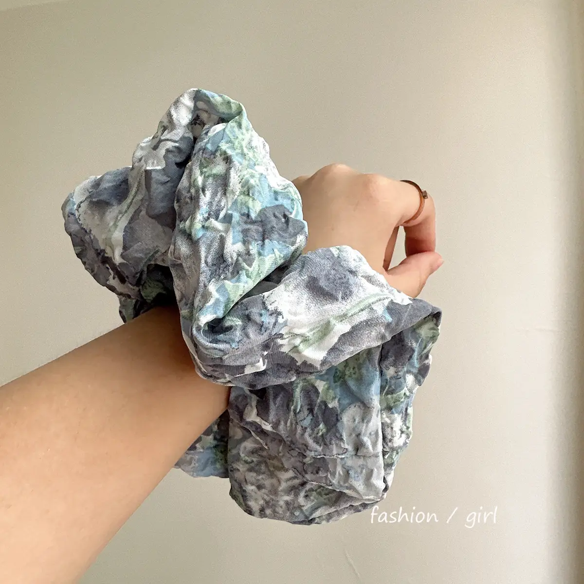 Vintage Oil Painting Hair Ring Seersucker Oversized Niche Floral — feature 10