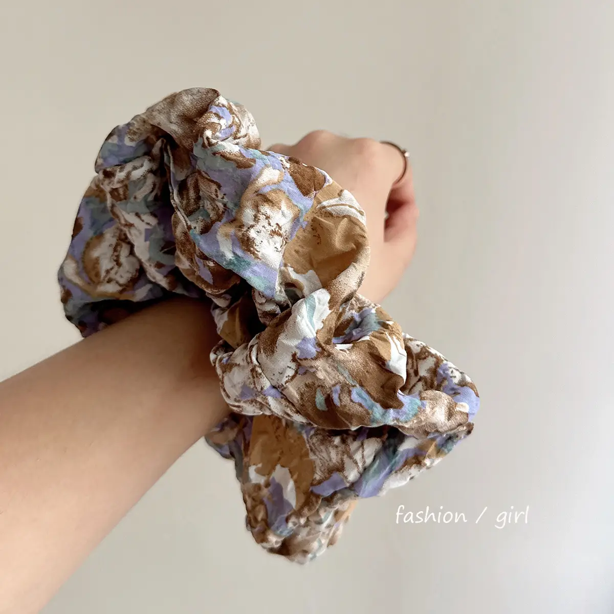Vintage Oil Painting Hair Ring Seersucker Oversized Niche Floral — feature 11