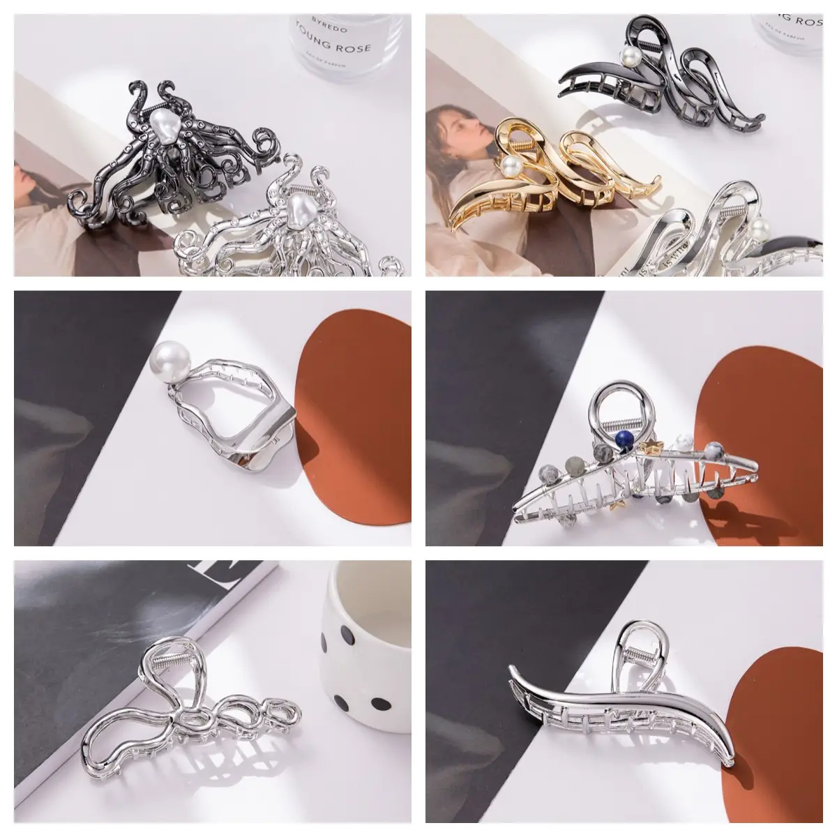 Gold Pearl Hair Clip for Women 11.5cm - Image 40