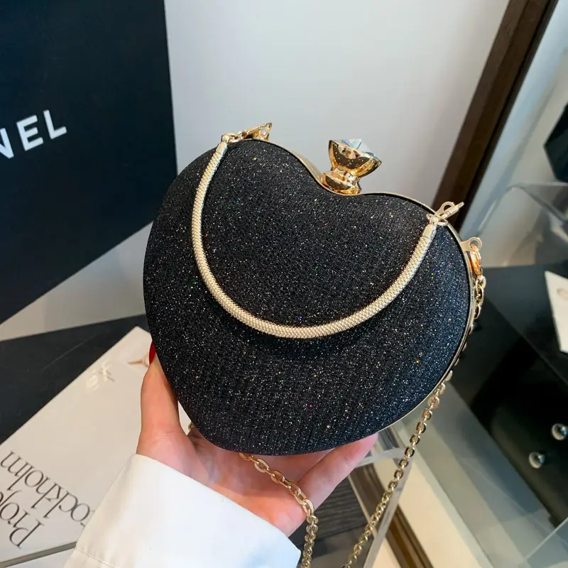 Blue Heart-Shaped Chain Crossbody Bag for Women - Image 7