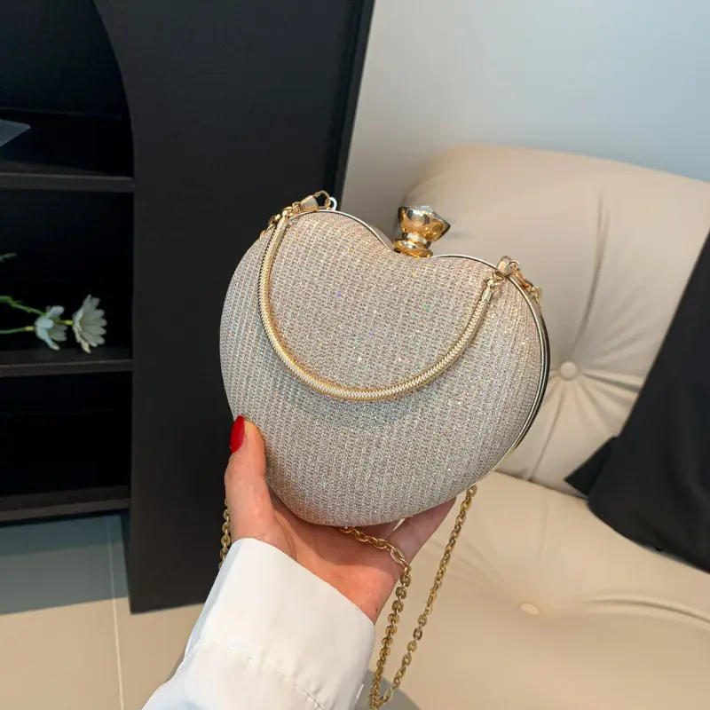 Blue Heart-Shaped Chain Crossbody Bag for Women - Image 8
