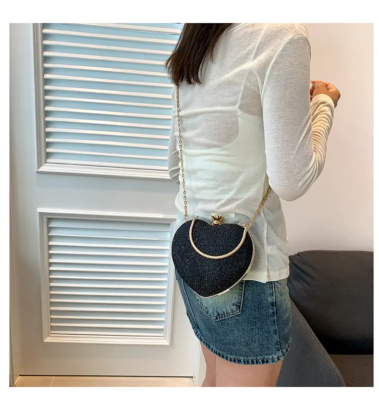 Blue Heart-Shaped Chain Crossbody Bag for Women — feature 10