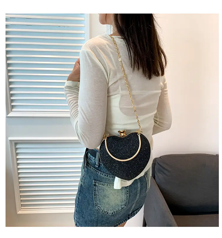 Blue Heart-Shaped Chain Crossbody Bag for Women — feature 11