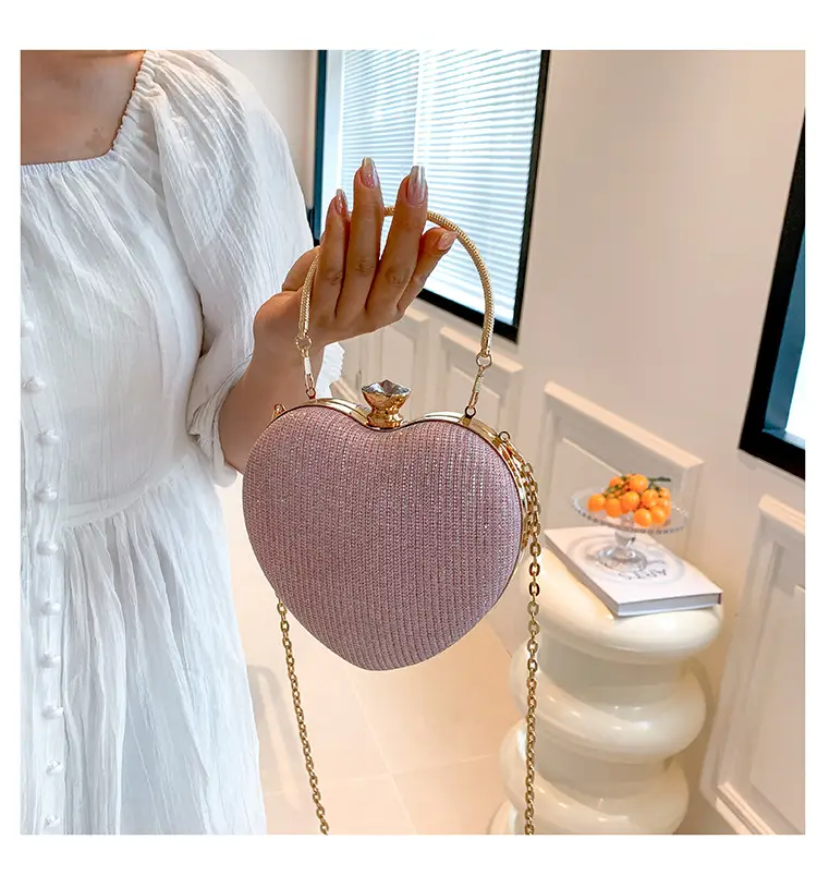 Blue Heart-Shaped Chain Crossbody Bag for Women — feature 12