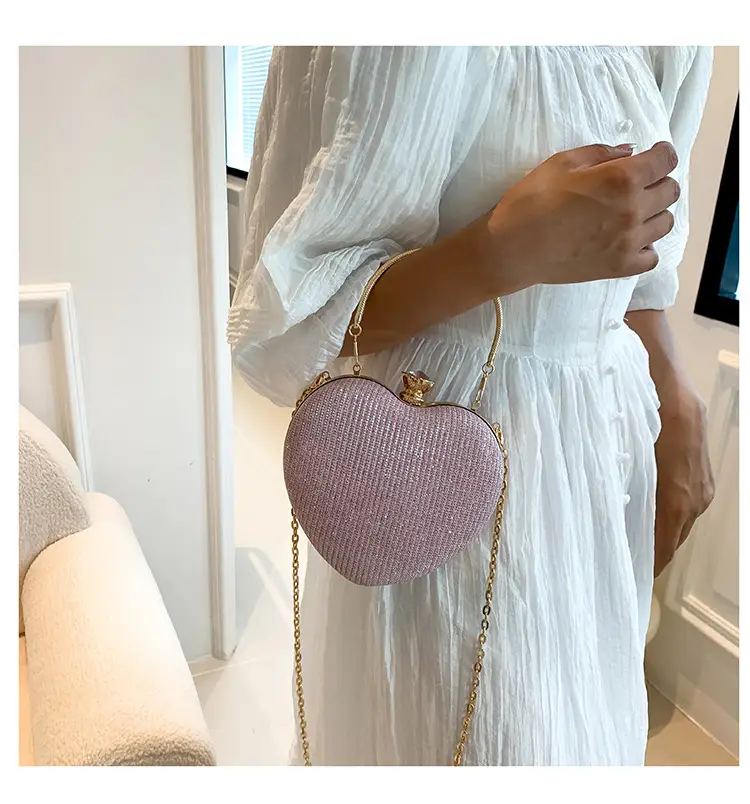 Blue Heart-Shaped Chain Crossbody Bag for Women — feature 13