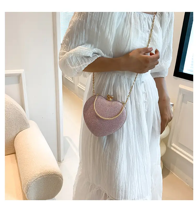 Blue Heart-Shaped Chain Crossbody Bag for Women — feature 14