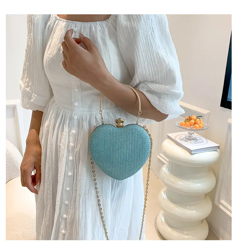 Blue Heart-Shaped Chain Crossbody Bag for Women — feature 15