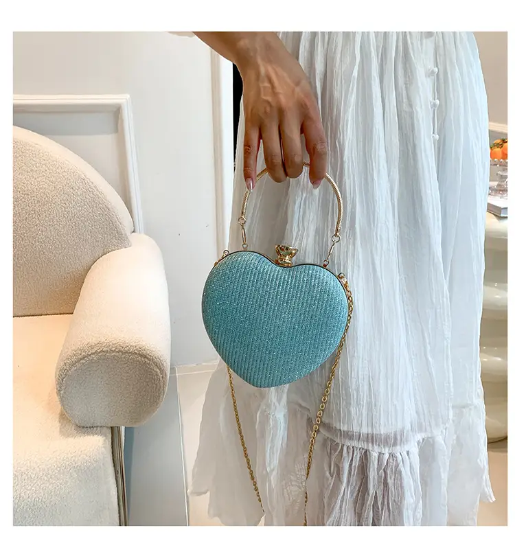 Blue Heart-Shaped Chain Crossbody Bag for Women — feature 16