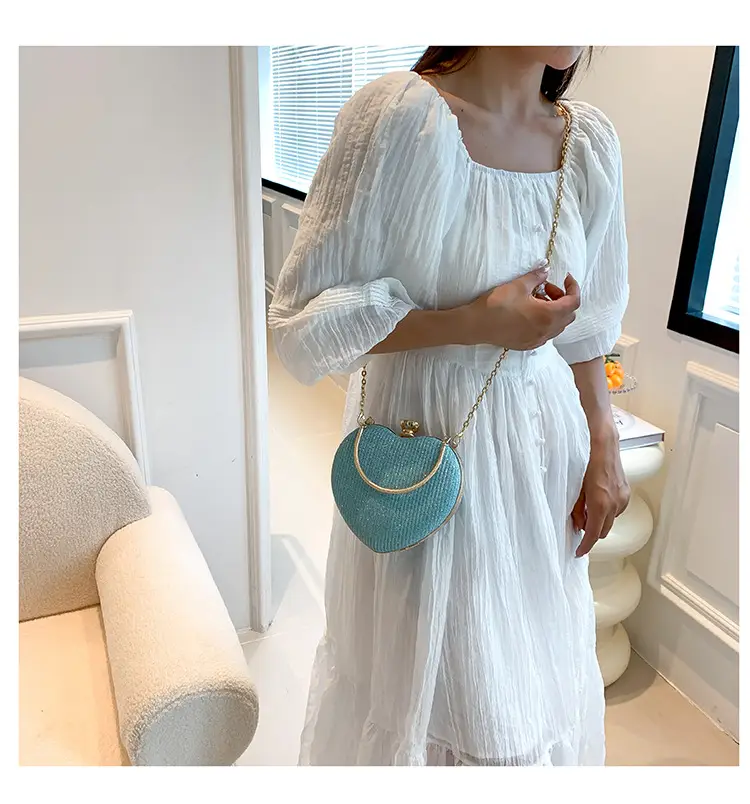 Blue Heart-Shaped Chain Crossbody Bag for Women — feature 17